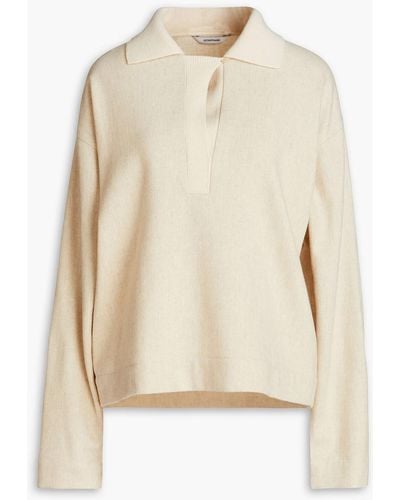 LE17SEPTEMBRE Wool-blend Flannel Polo Shirt - Natural