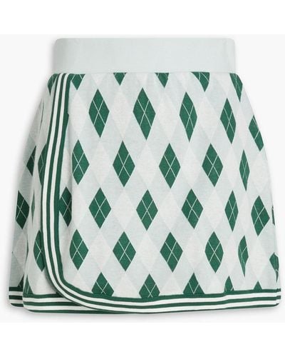 The Upside Clubhouse Reece Argyle Jacquard-knit Cotton Mini Skirt - Green