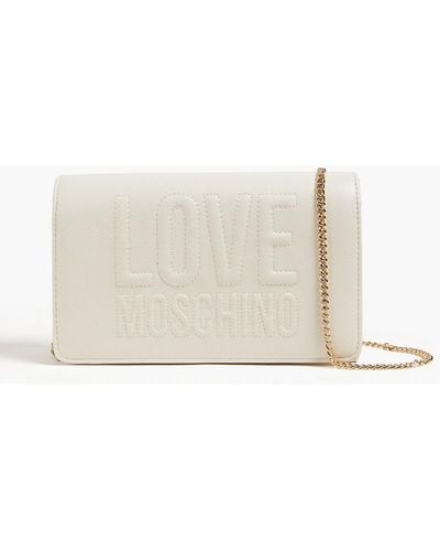 Love Moschino Quilted Embossed Faux Leather Shoulder Bag - White
