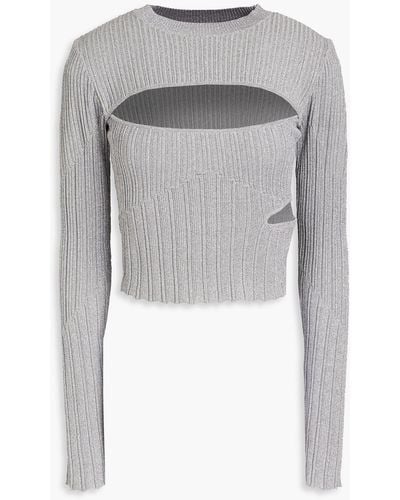 Nicholas Anja Cutout Ribbed-knit Top - Grey