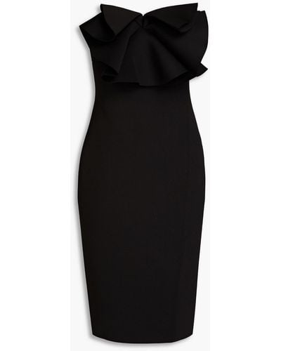 Badgley Mischka Strapless Bow-embellished Scuba Dress - Black