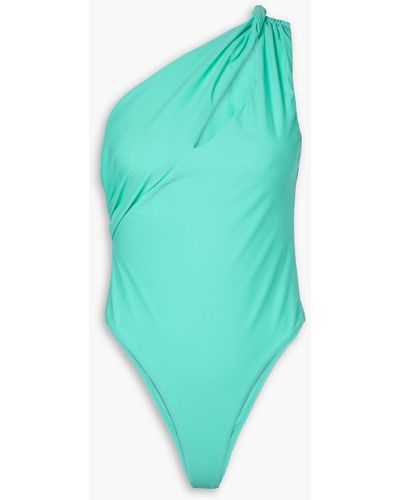 GAUGE81 One-shoulder Ruched Cutout Swimsuit - Blue