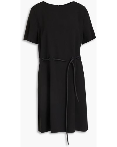 Emporio Armani Belted Crepe Mini Dress - Black
