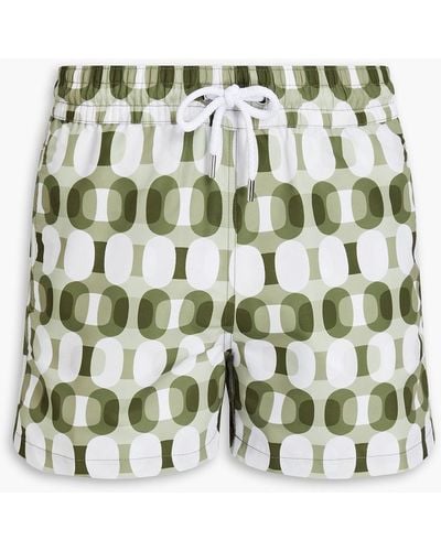 Frescobol Carioca Short-length Printed Swim Shorts - Green