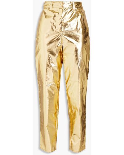 M Missoni Coated Cotton-twill Tapered Trousers - Metallic