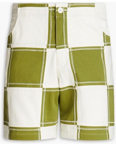 SMR Days Vathi Checked Cotton-jacquard Shorts - Green