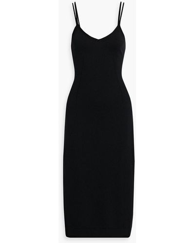 Another Tomorrow Cashmere And Wool-blend Midi Slip Dress - Black