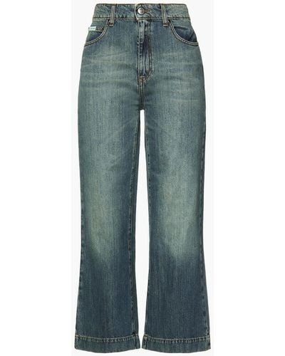 ALEXACHUNG Cropped High-rise Wide-leg Jeans - Blue