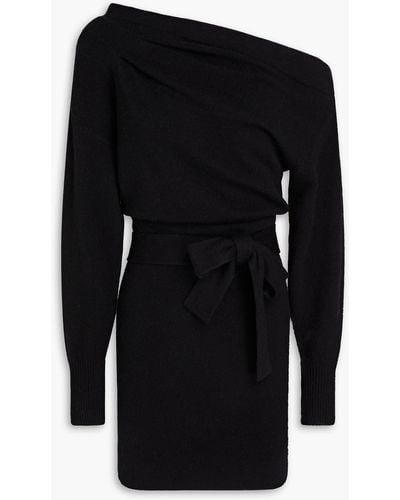 NAADAM One-shoulder Ribbed Wool And Cashmere-blend Mini Dress - Black