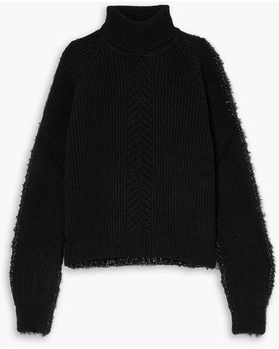 Maison Margiela Tinsel-paneled Wool-blend Turtleneck Sweater - Black