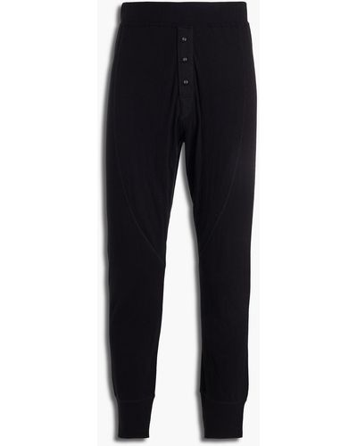Rag & Bone Tapered Canvas-trimmed Cotton-jersey Track Trousers - Black