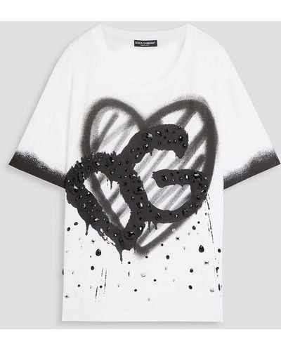 Dolce & Gabbana Printed Cotton-jersey T-shirt - White
