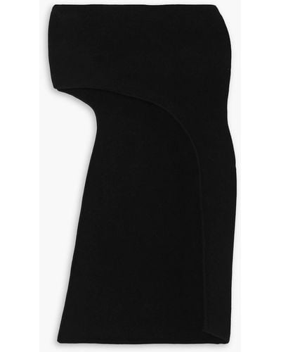Mugler Strapless Asymmetric Cutout Knitted Top - Black