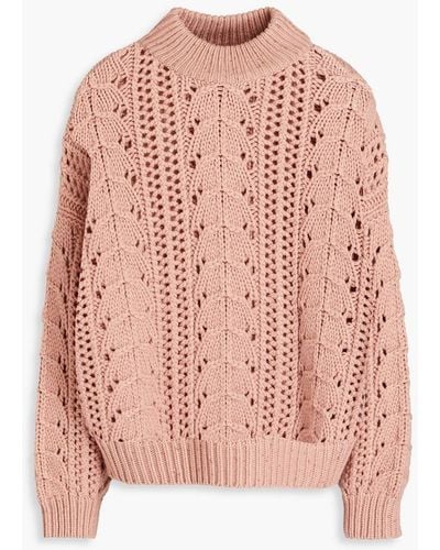 Brunello Cucinelli Cable-knit Cashmere And Silk-blend Turtleneck Sweater - Pink