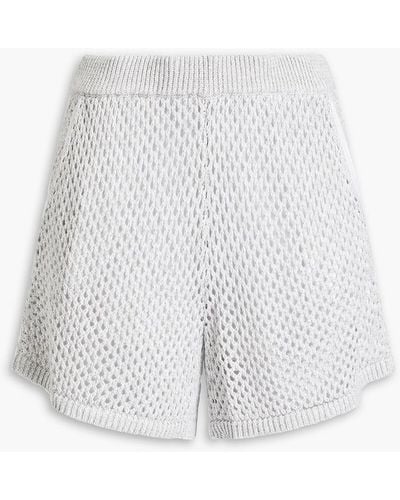 Monrow Cotton And Modal-blend Open-knit Shorts - White