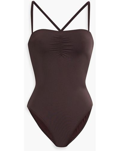 Iris & Ink Blair Ruched Swimsuit - Brown