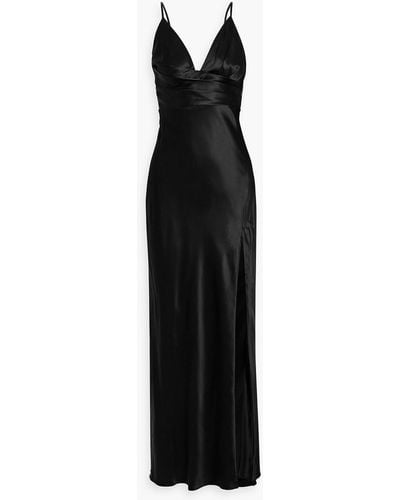 Nicholas Asma Pleated Silk-satin Maxi Dress - Black