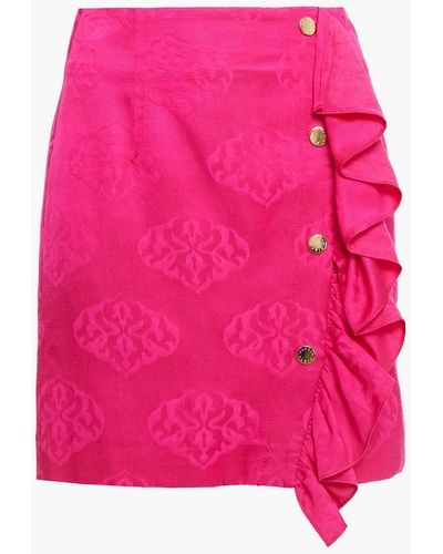 Sandro Hanya Embellished Ruffled Jacquard Mini Skirt - Pink