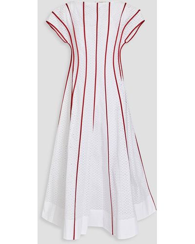 Tory Burch Broderie Anglaise Cotton Midi Dress - White