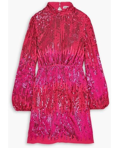 RIXO London Lara Cutout Velvet-trimmed Sequined Crepe Mini Dress - Pink