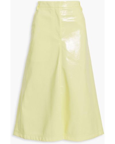 Tibi Faux Patent-leather Midi Skirt - Yellow
