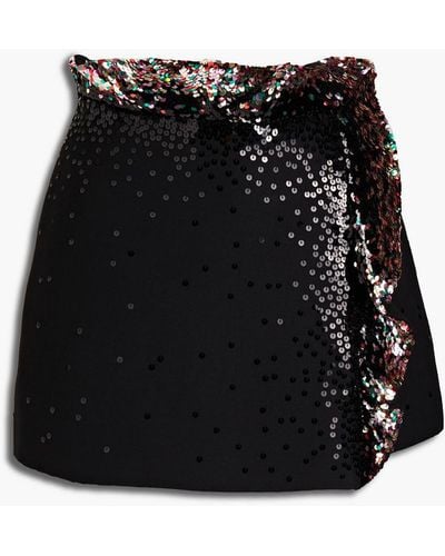 Valentino Garavani Sequin-embellished Wool And Silk-blend Crepe Shorts - Black