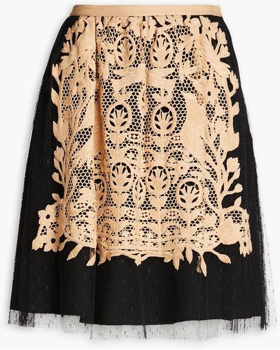 RED Valentino Guipure Lace And Point D'espirit Skirt - Black
