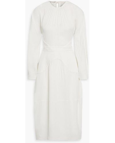 Stella McCartney Gathered Cutout Crepe Midi Dress - White