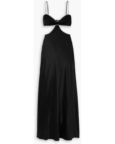Michael Lo Sordo Crystal-embellished Cutout Silk-satin Maxi Dress - Black