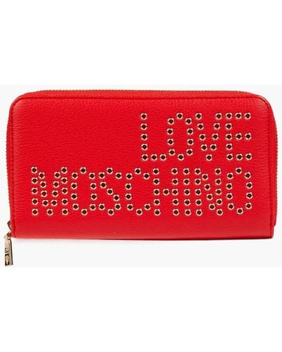 Love Moschino Eyelet-trimmed Faux Textu-leather Wallet - Red