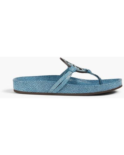 Tory Burch Stingray-effect Leather Sandals - Blue
