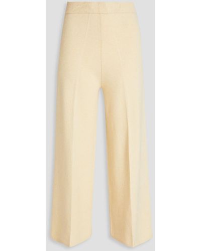 JOSEPH Cropped Merino Wool-blend Wide-leg Pants - Natural