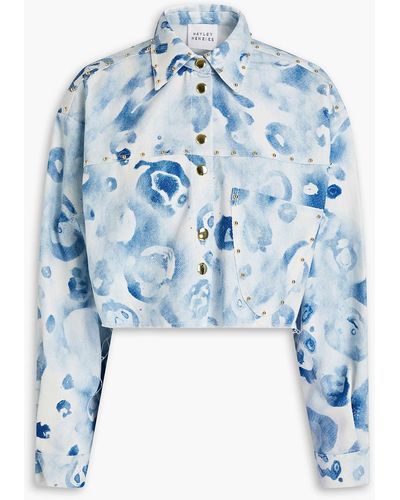 Hayley Menzies River Jaguar Cropped Printed Cotton-twill Jacket - Blue