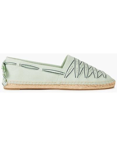 Tory Burch Lace-up Printed Cotton-canvas Espadrilles - Green