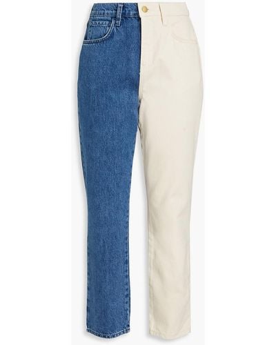 Triarchy Cropped Two-tone High-rise Slim-leg Jeans - Blue