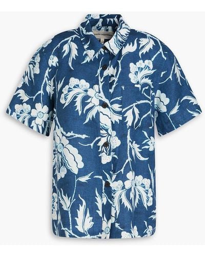 Mara Hoffman Otto Floral-print Hemp Shirt - Blue