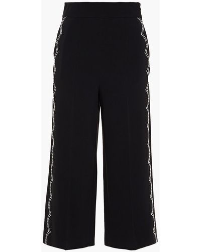 RED Valentino Topstitched Crepe Culottes - Black