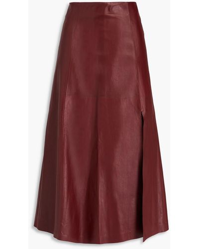 Ferragamo Leather Midi Skirt - Purple