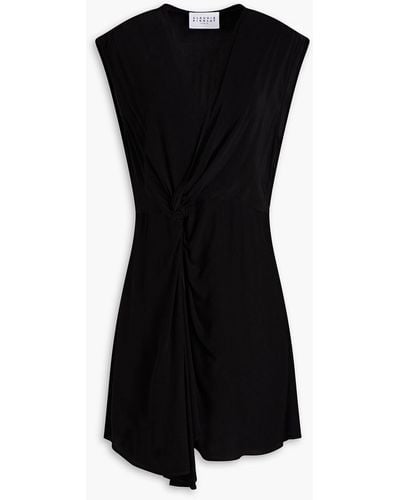 Claudie Pierlot Raya Draped Twist-front Crepe De Chine Mini Dress - Black