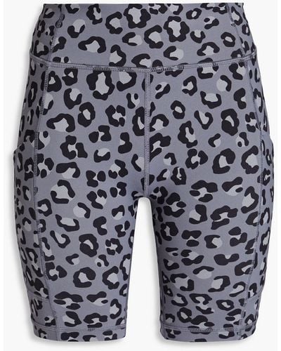 Monrow Leopard-print Stretch-jersey Shorts - Blue
