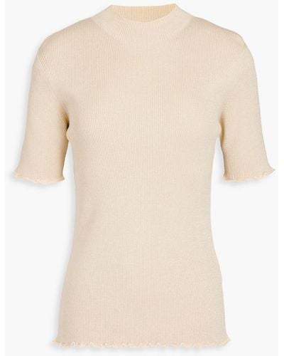 3.1 Phillip Lim Cutout Metallic Ribbed-knit Top - White