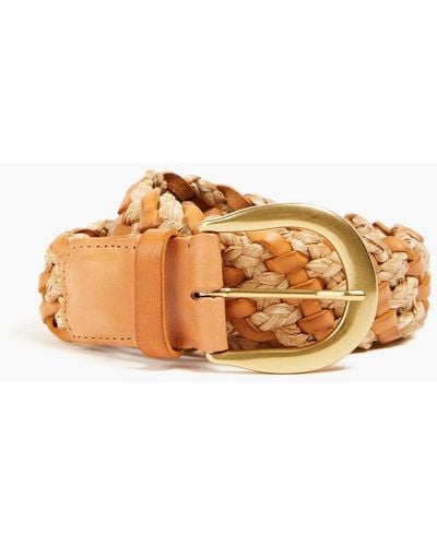 Zimmermann Woven Leather And Raffia Belt - Brown