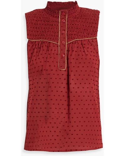 Joie Josea Striped Fil Coupé Cotton-jacquard Top - Red