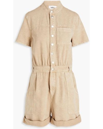 Ba&sh Daquila Gathered Cotton And Linen-blend Twill Playsuit - Natural