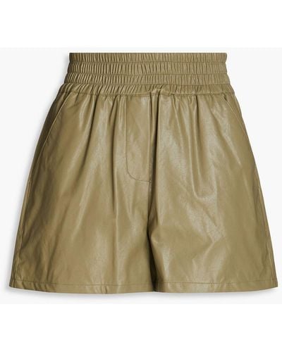 Stand Studio Hedda Gathered Faux Leather Shorts - Green
