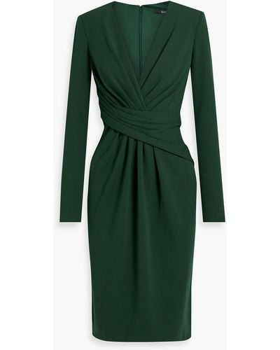 Badgley Mischka Wrap-effect Gathered Jersey Dress - Green