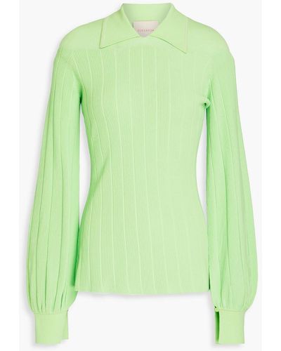 ROKSANDA Juliana Neon Ribbed-knit Top - Green