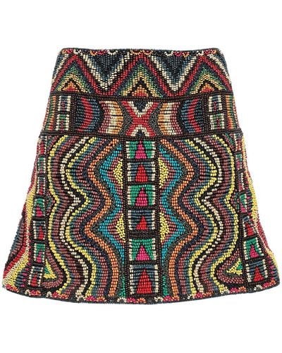 Valentino Garavani Beaded embroidered mesh mini skirt - Rot
