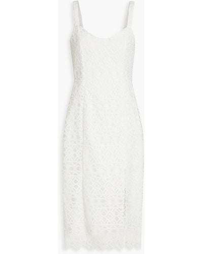 Aidan Mattox Cutout Crochet Midi Dress - White