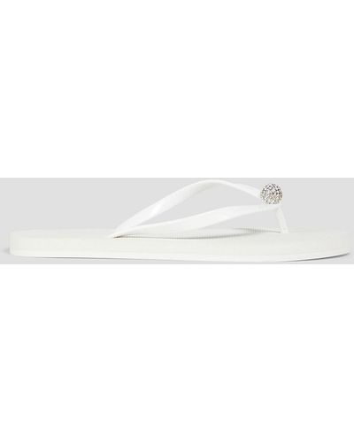 Stuart Weitzman Eva Crystal-embellished Rubber Flip Flops - White